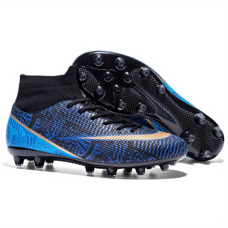 Men's High Top AG Cleat Football Boots - Anti-skid Lace Up Soccer Cleats