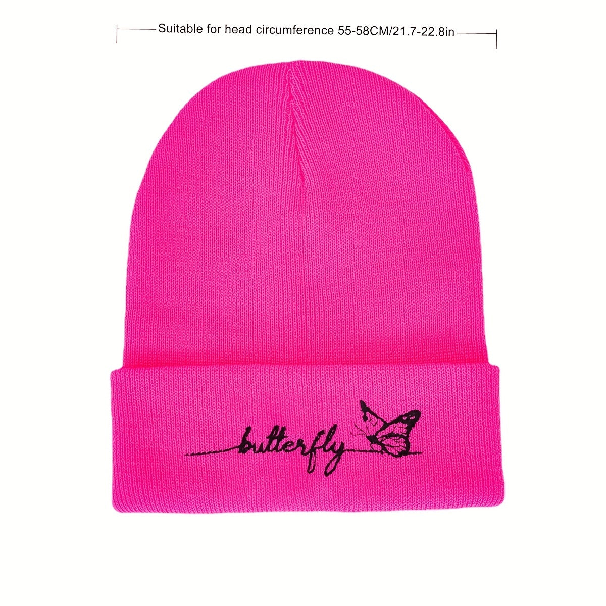Butterfly Embroidery Knit Hat Y2K Beanie Candy Skull Cap Elastic