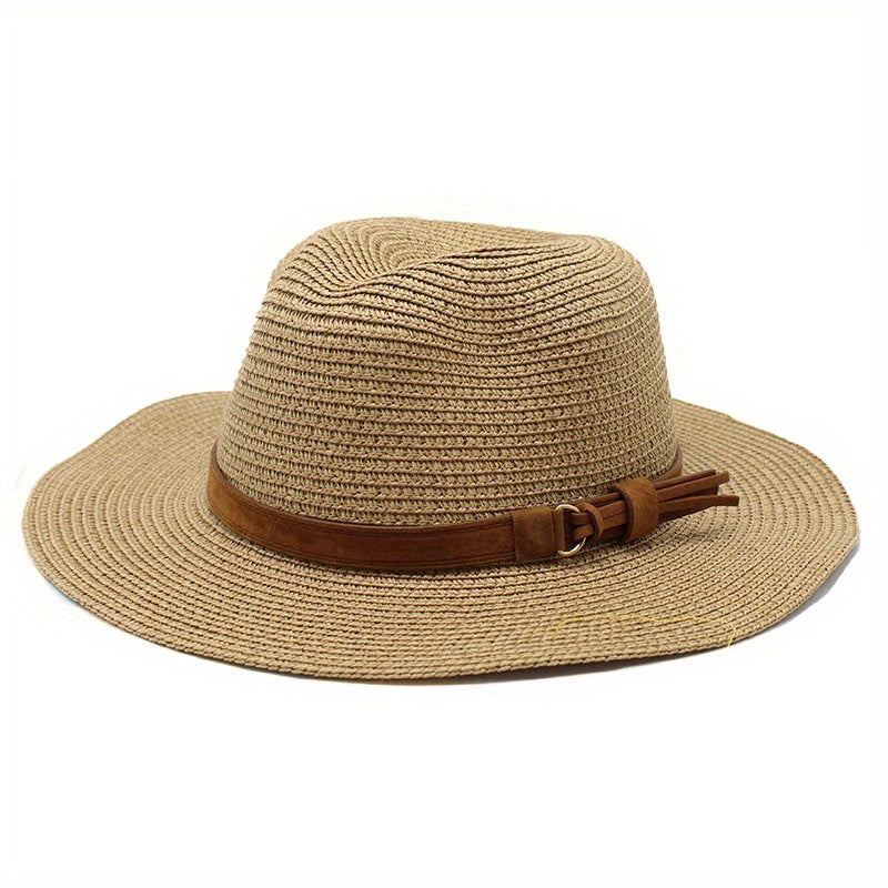 Summer Fedora Straw Hat Wide Brim Beach Vacation