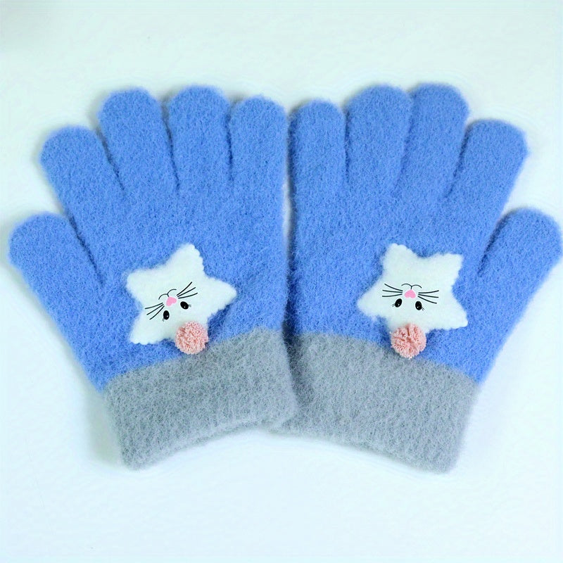 Kids Winter Plush Cartoon Touch Screen Gloves Ages 3-7
