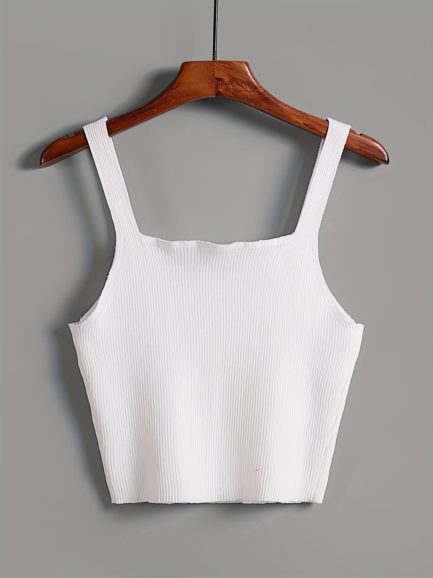 Ribbed Square Neck Tank Top