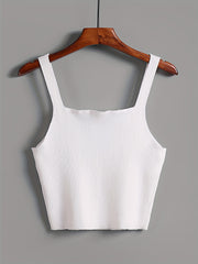 Ribbed Square Neck Tank Top