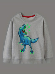 Kid's Dino Pattern Sweatshirt Crew Neck Long Sleeve Top