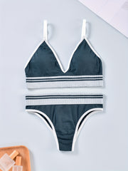 Contrast Trim Bra & Panties Lingerie Set