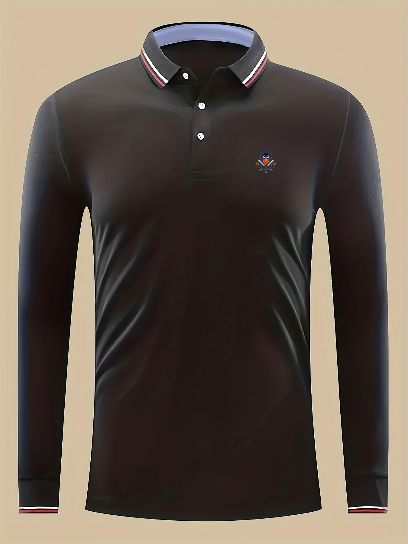 Symbol Print Men's Casual Button Up Long Sleeve Lightweight Polo Shirt