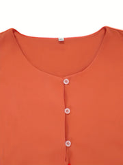 Half Button Long Sleeve Top & Drawstring Shorts