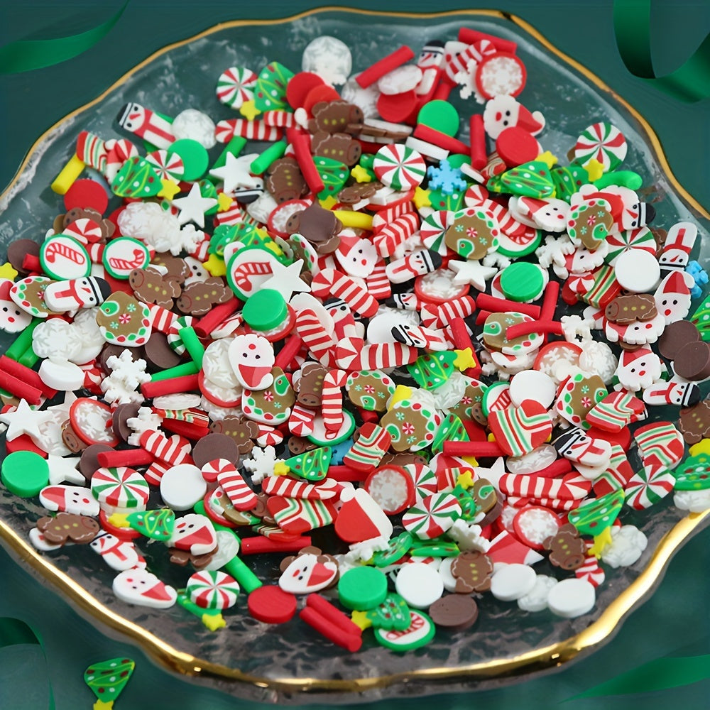 Christmas Polymer Clay Slices For Resin Mold Filler Xmas Snowflakes Santa Slime