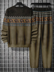 Men's 3D Print Crew Neck Sweatshirt and Joggers Set