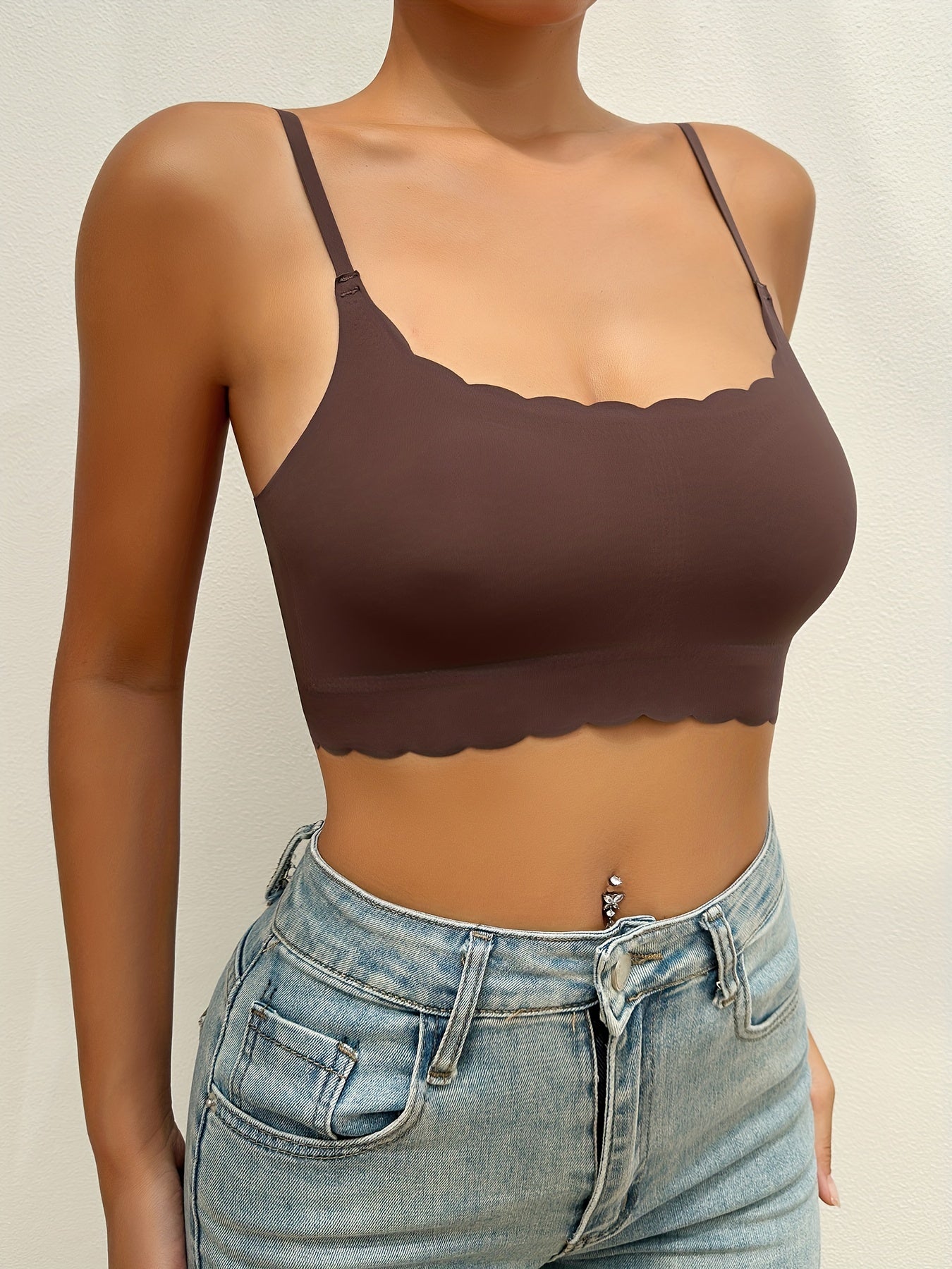 Scallop Trim Wireless Bra Seamless Lingerie