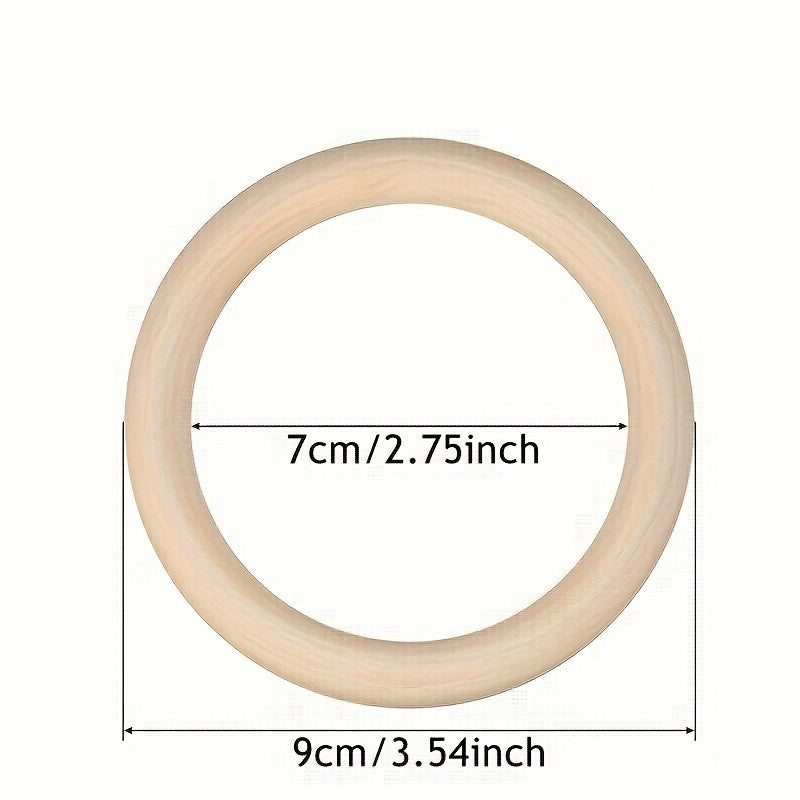 10pcs 90mm Natural Wood Rings Smooth Wooden Circles DIY Crafting