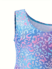 Leopard Print Gymnastics Suit Girls Dance Leotard