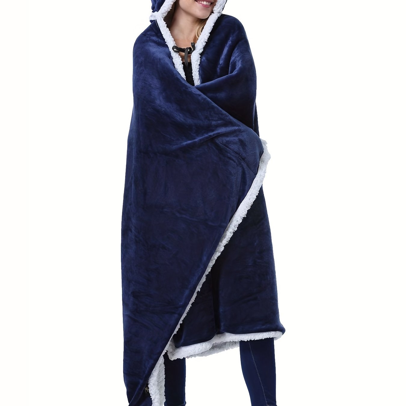 Soft Plush Hooded Night Robe Lace Up House Robe Women's Sleepwear