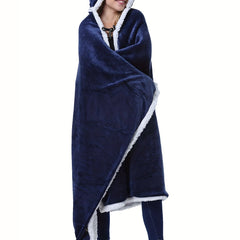Soft Plush Hooded Night Robe Lace Up House Robe Women's Sleepwear
