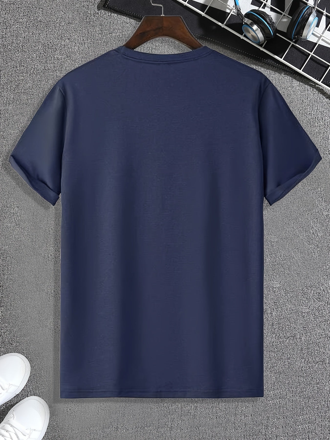 Men's Cartoon Hand Print T shirt Active Slightly Stretch Tee