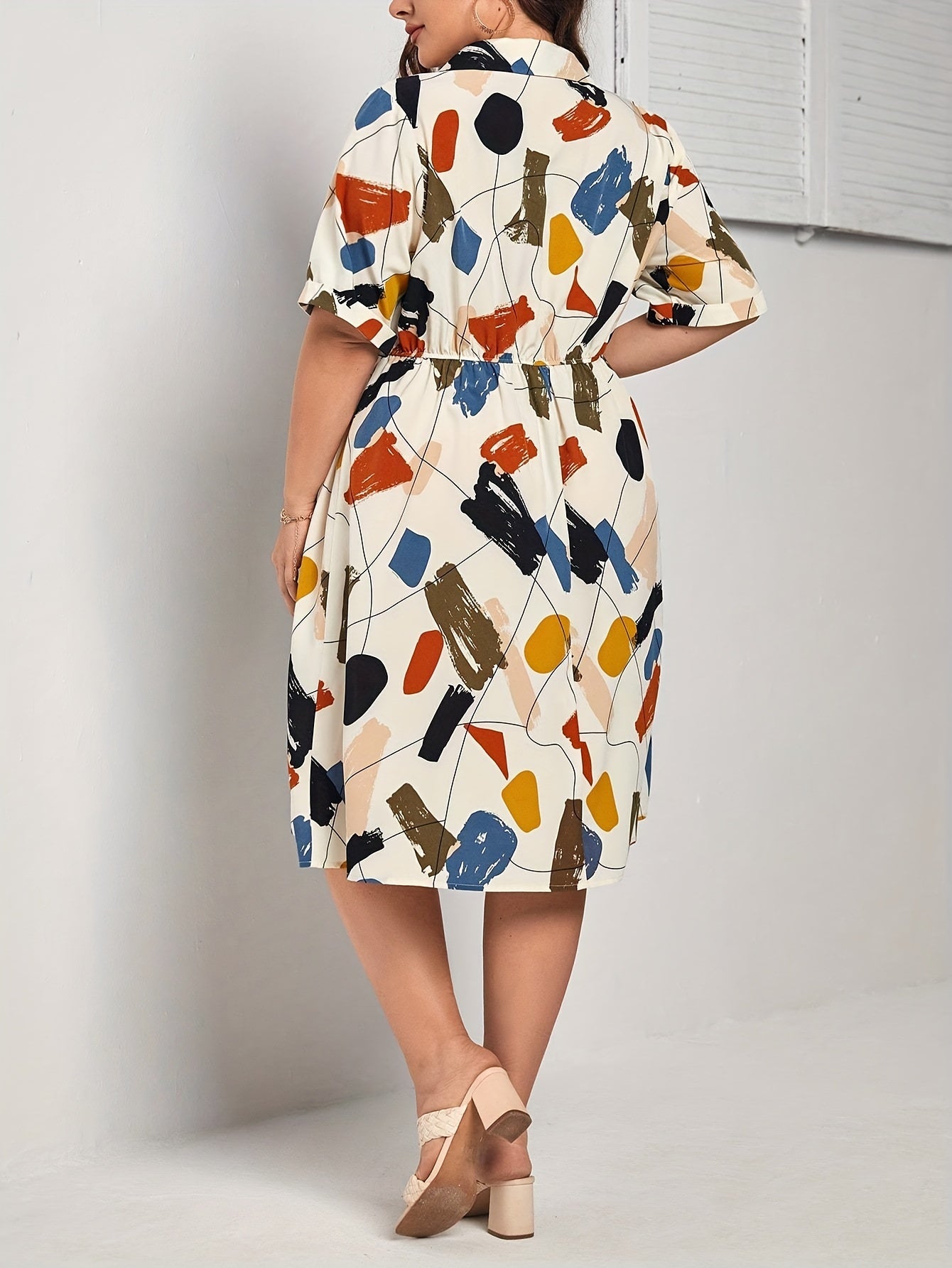 Women's Graffiti Print Short Sleeve Summer Shirt Dress