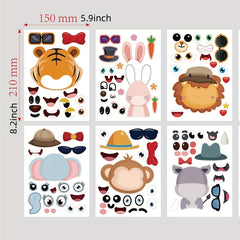 6pcs Cartoon Animal Puzzle DIY Hand Account Sticker