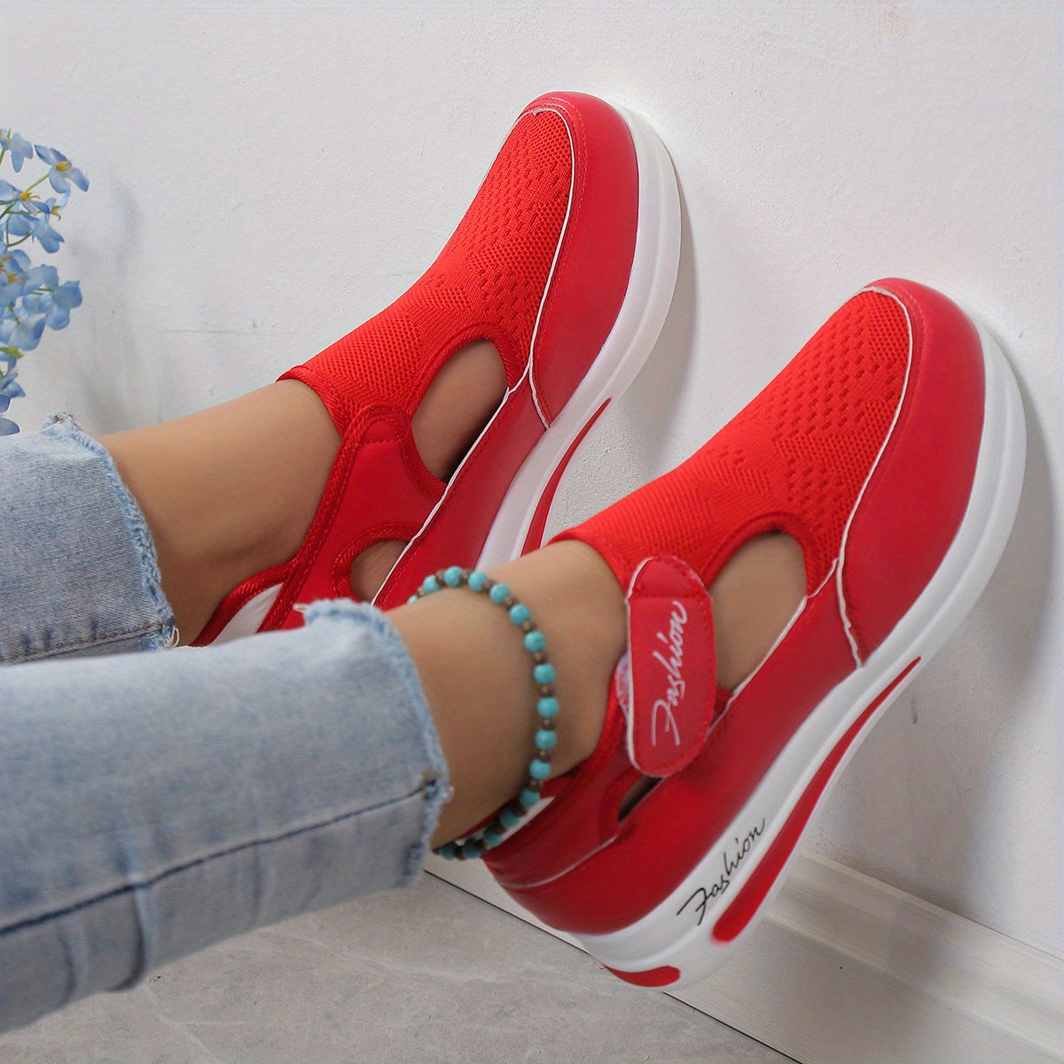 Women's Breathable Platform Sneakers Hook & Loop Outdoor Shoes