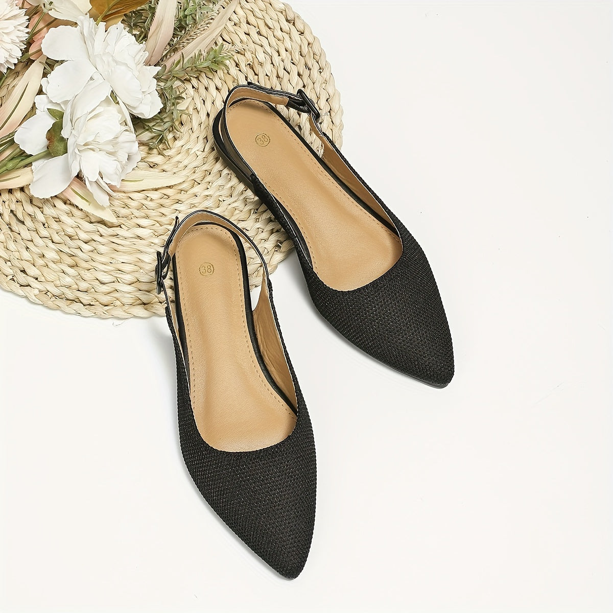 Women's Pointed Toe Flat Sandals Closed Toe Slingback Shoes