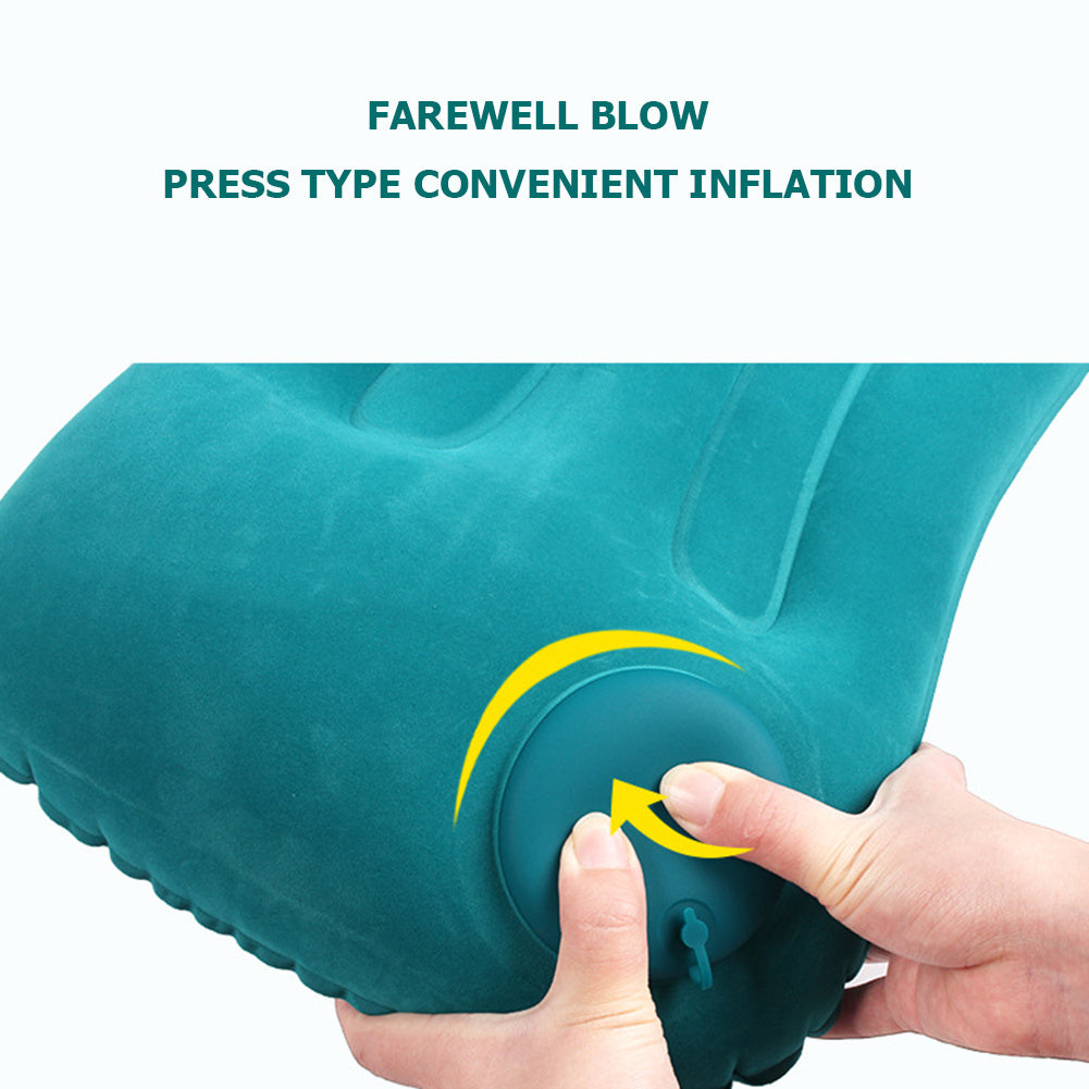 Portable Inflatable Neck Pillow for Travel - Push Type