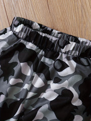 Boys Camo Print Sweatshirt & Sweatpants Set, Spring Autumn Outfit