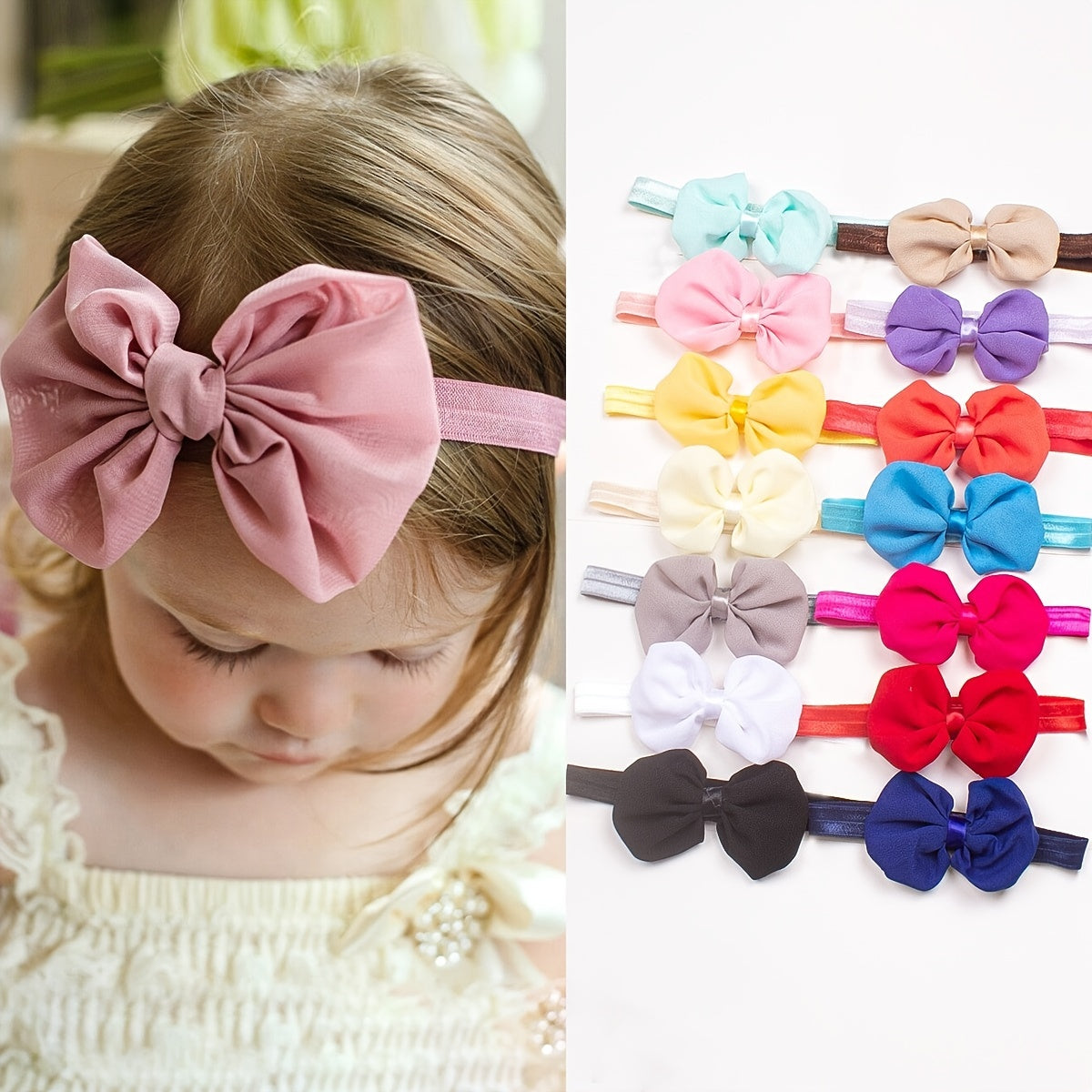Chiffon Bow Headband Hair Accessories for Baby Girls