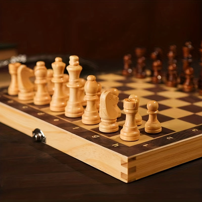 3 in 1 Chess Sets Travel Board Games Wooden Chess Board 29.01cm X 29.01cm
