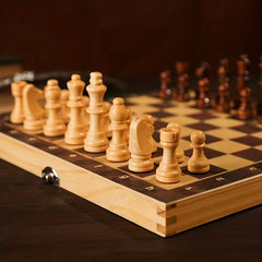 3 in 1 Chess Sets Travel Board Games Wooden Chess Board 29.01cm X 29.01cm
