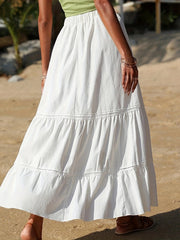 Boho Tiered Skirt Elastic Waist Casual Layered Skirt