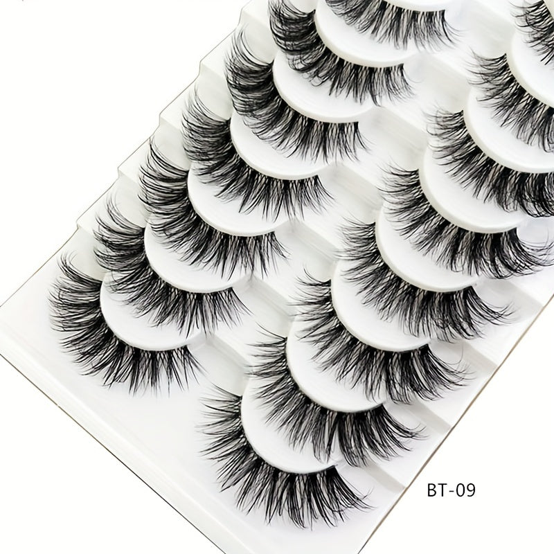 10 Pairs Natural Cross Volume False Eyelashes D Curling