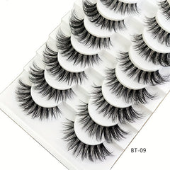 10 Pairs Natural Cross Volume False Eyelashes D Curling