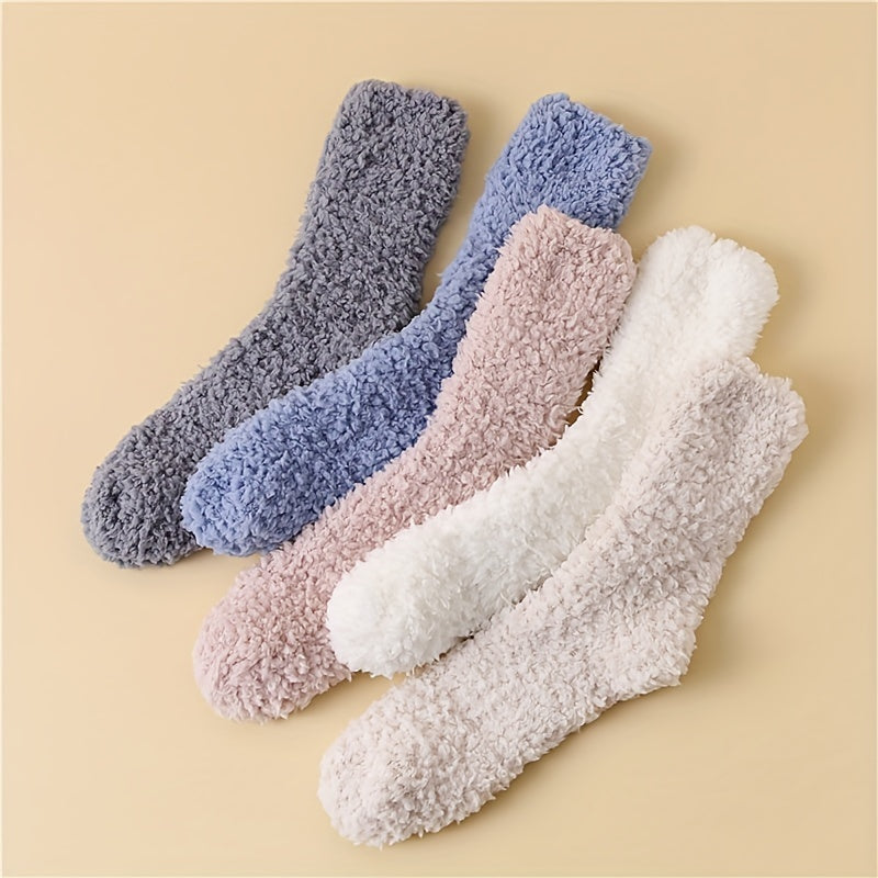 5 Pairs Warm Fuzzy Socks Mid Tube Women's Stockings