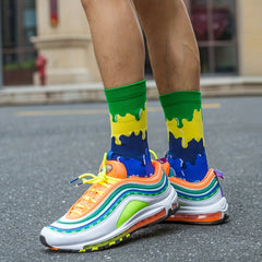 Men's Rainbow Breathable Mid Calf Sports Socks