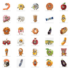 69 Cat Head Food Waterproof Stickers Laptop Luggage Helmet Skateboard