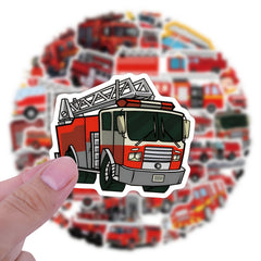 55pcs Fire Truck Themed Vinyl Stickers for Laptop Water Bottle Phone Skateboard