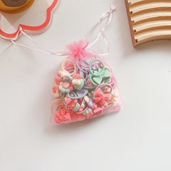 40pcs Cute Fruits & Flowers Hair Ties for Girls