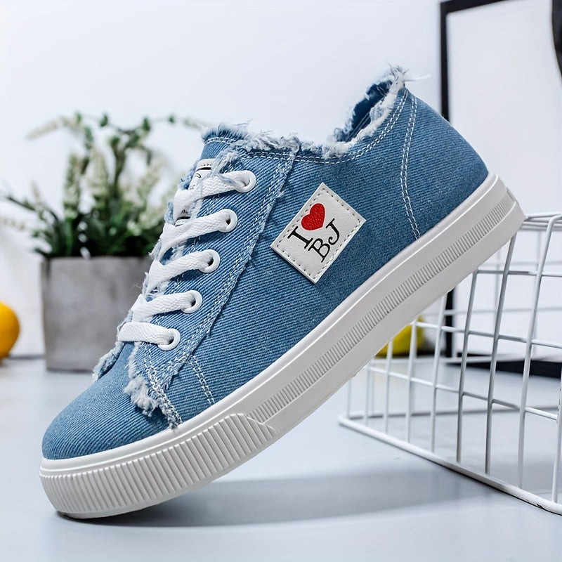 Women's Canvas Lace Up Walking Shoes Low Top Sneakers