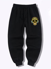 Skull Music Print Joggers Men's Stretch Sports Pants