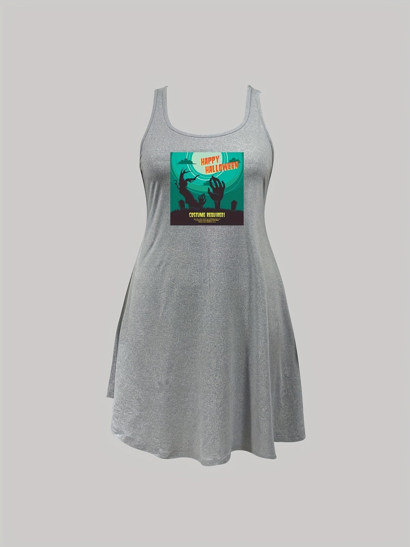 Halloween Nightdress Women's Plus Slogan & Skull Hands Print Sl