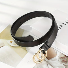 Golden Snake Pattern Double Circle Buckle Head Belt