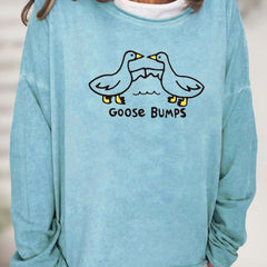 Goose Bumps Print Sweatshirt Casual Long Sleeve Crew Neck Sweatshirt
