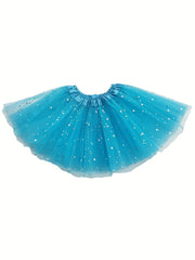 2pc Toddler Girls Sequin Stars Tutu Skirt for Birthday Party Ballet Dance