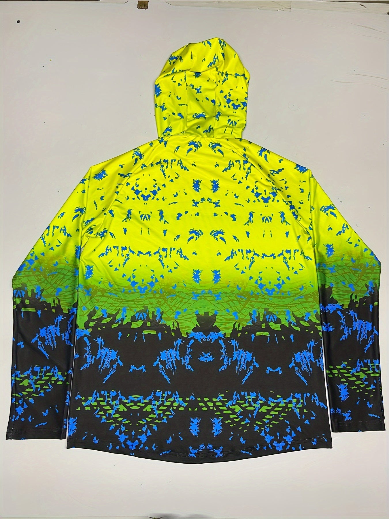 Men's Block Long Sleeve Hoodie With Mask Anti UV Sunscreen Fishing Shirt