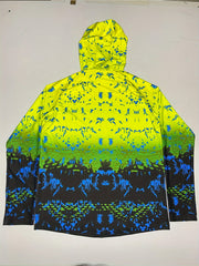 Men's Block Long Sleeve Hoodie With Mask Anti UV Sunscreen Fishing Shirt
