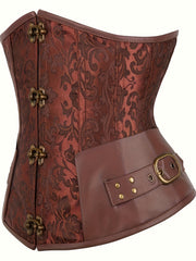 Gothic Strapless Corset Bustier Tummy Control Lace Up Jacquard Body Shaper
