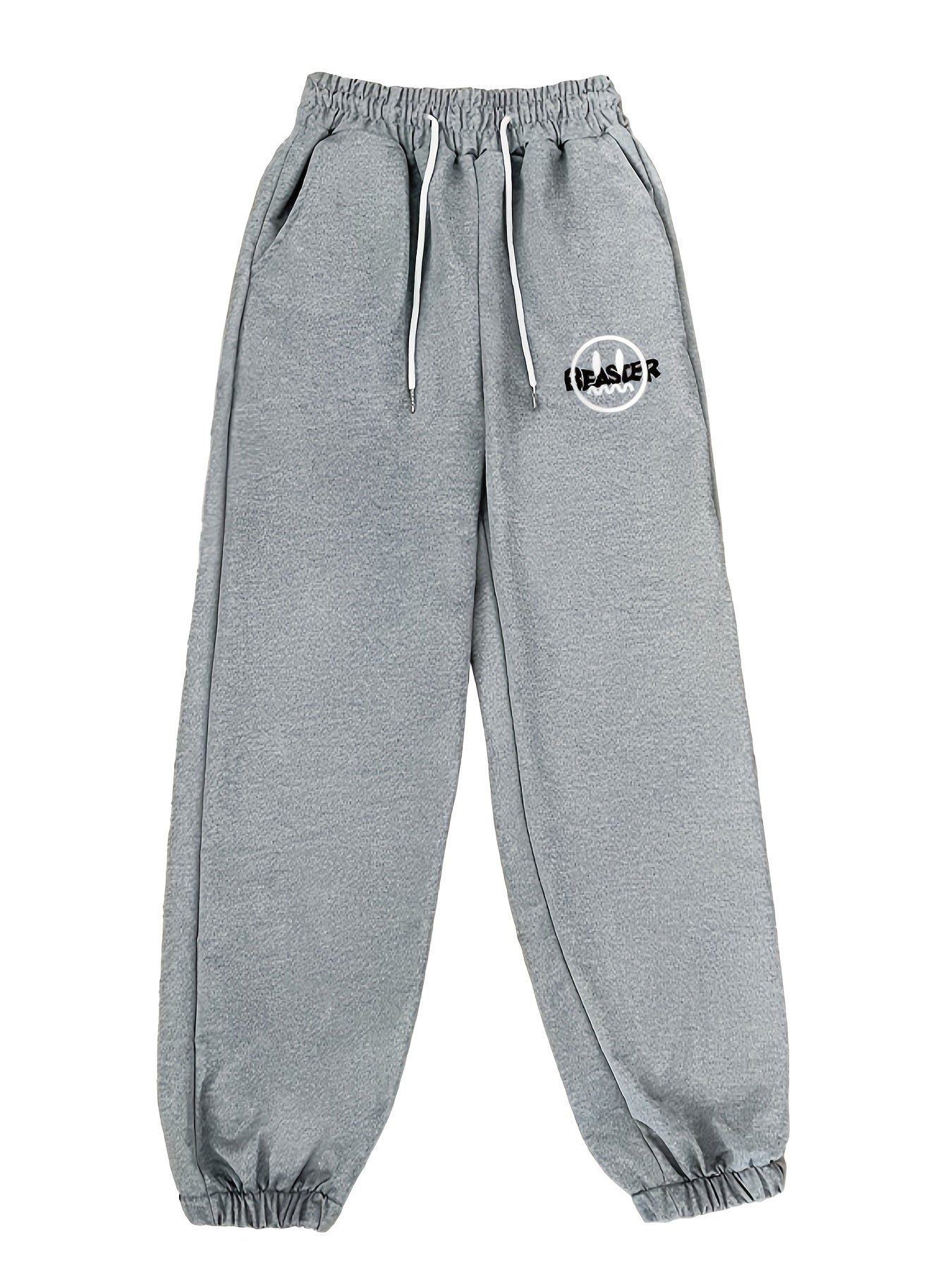 Men's Retro Smiling Print Drawstring Sweatpants