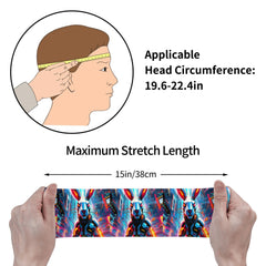 Futuristic Bunny Print Headband - Sweat Wicking Spandex