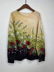 Floral Print Crew Neck Sweatshirt Long Sleeve Casual Top