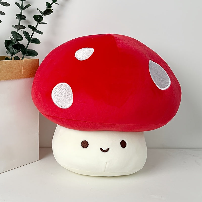 Cartoon Mushroom Plush Toy Soft Polyester Red Mushroom with Face