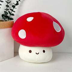 Cartoon Mushroom Plush Toy Soft Polyester Red Mushroom with Face