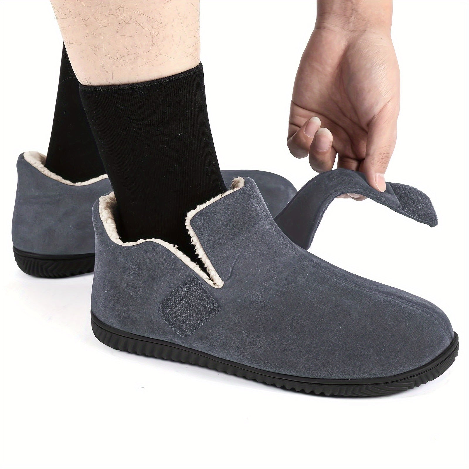 Memory Foam Men's Slippers with Hook and loop Fastener Closure